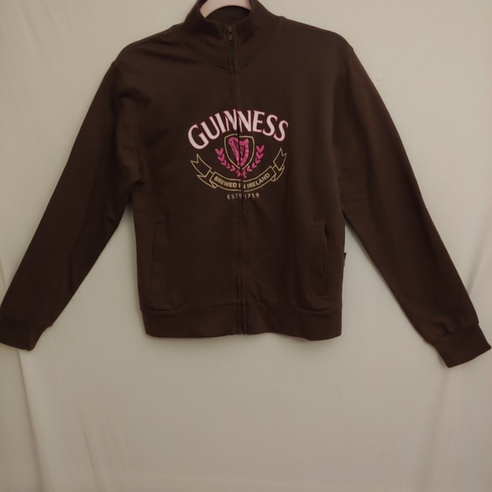 Official Guinness army green zip sweatshirt with mock turtleneck